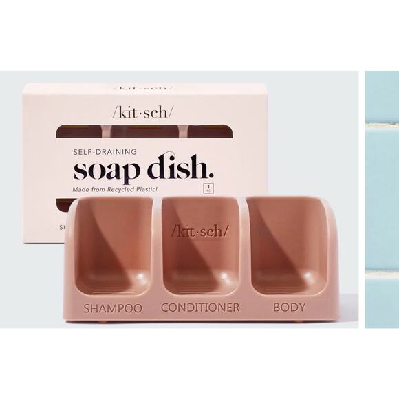 KITSCH Self-Draining Soap Dish - Terracotta & Solid Conditioner Castor Oil - Picture 3 of 5